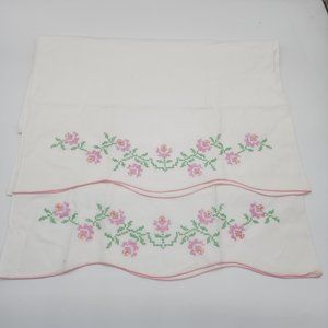 Vintage Hand Stitched Pillow cases 29 x 21 CLEAN